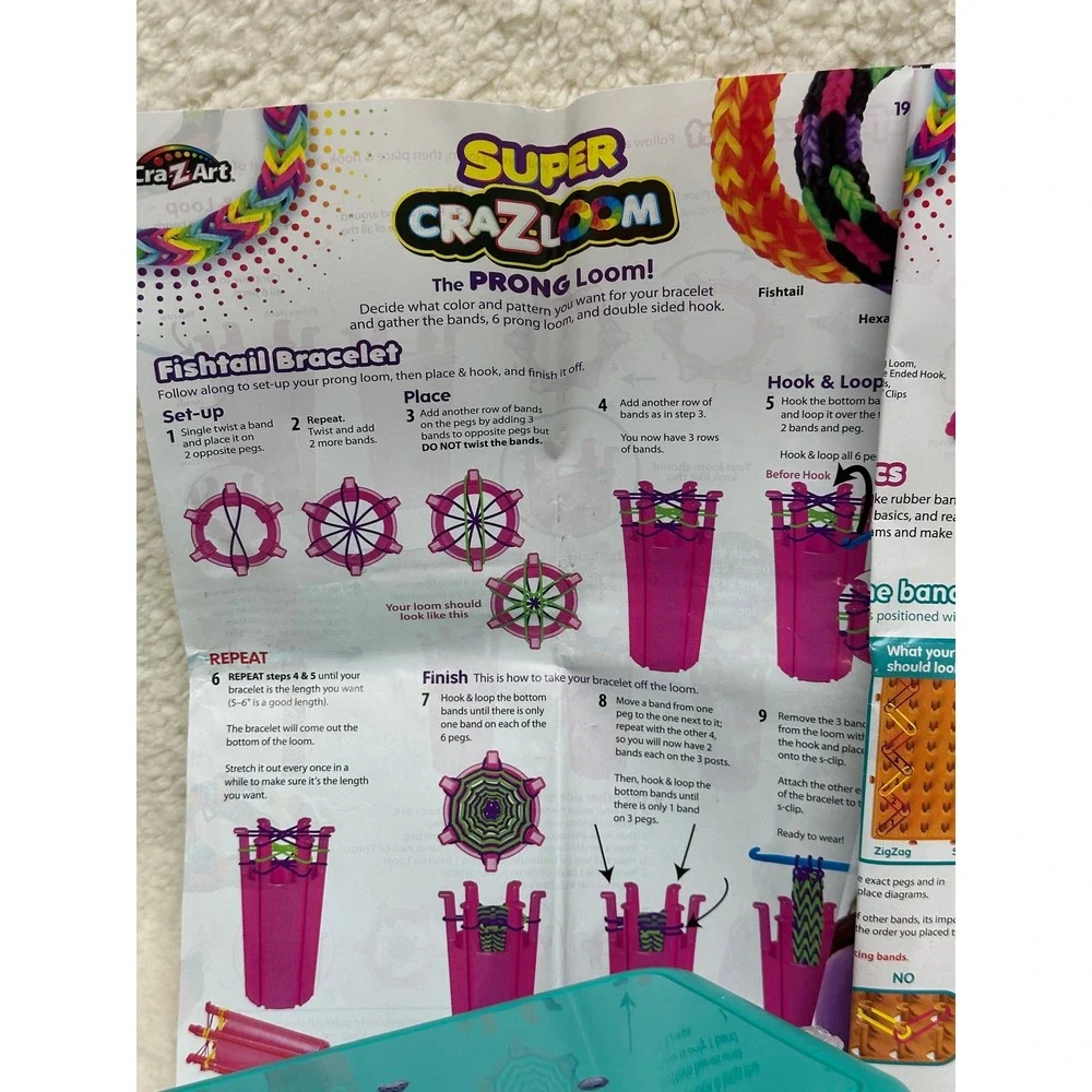 Cra-Z-Art Super Cra-Z-Loom Rubber Band Bracelet Maker Kit with Storage Case - Picture 4 of 7